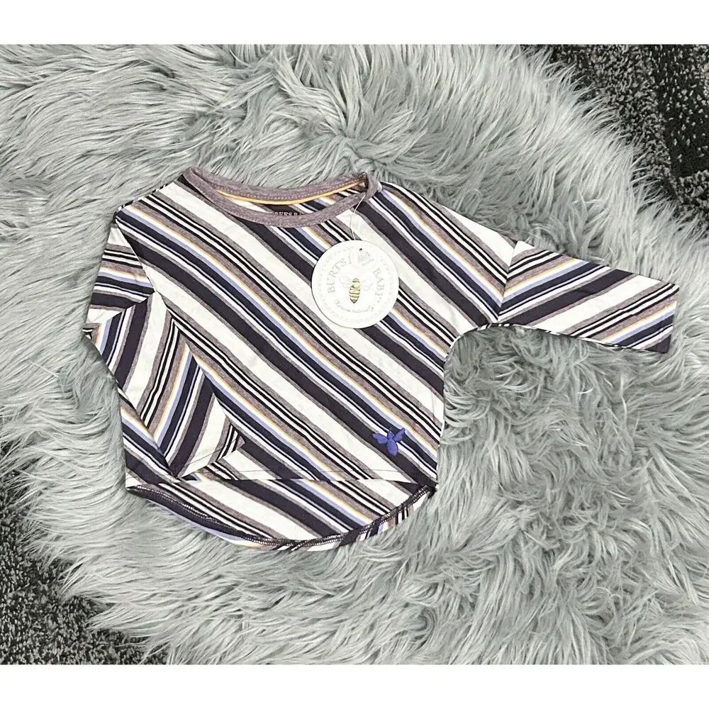 Burt’s Bees Baby Long Sleeve Purple Stripe Top‎ Size 0/3month